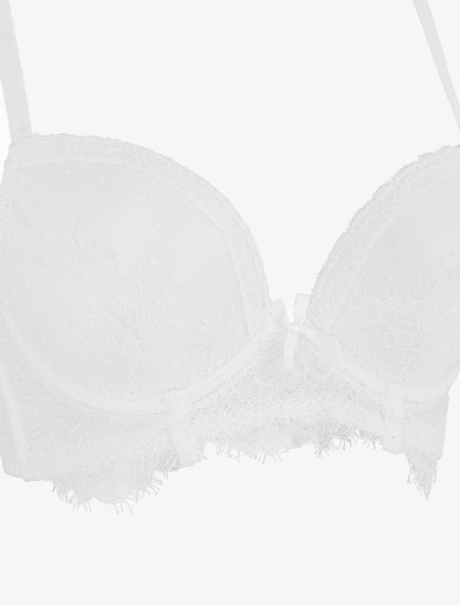 Ensemble push up bande en dentelle et noeud - Blanc - 3
