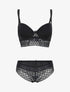 Ensemble push up à large bande en dentelle - Noir - 4