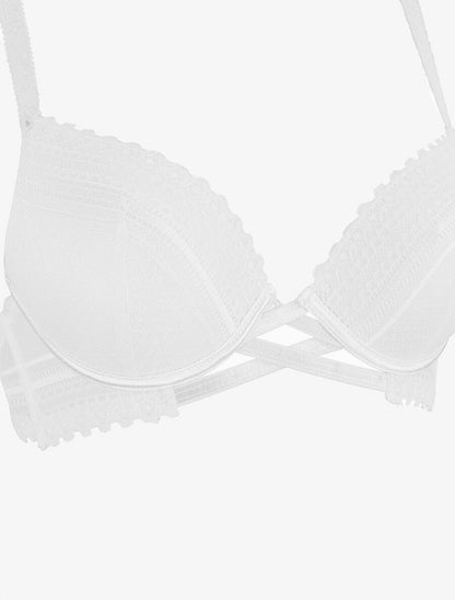 Ensemble push up texturé en dentelle - Blanc - 3
