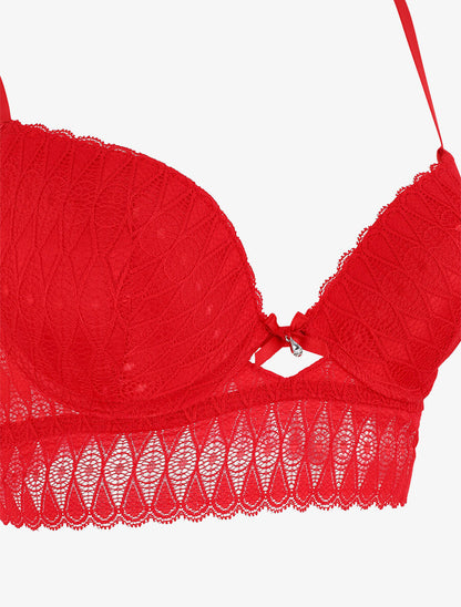 Ensemble push up bandeau en dentelle - Rouge - 4