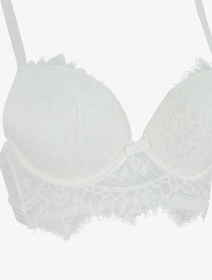 Ensemble push up bande en dentelle - Blanc - 3
