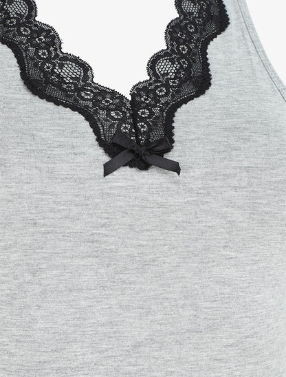 Ensemble pyjama en dentelle - Gris clair - 3