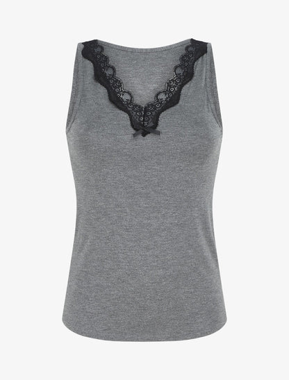 Ensemble pyjama en dentelle - Gris foncé - 1