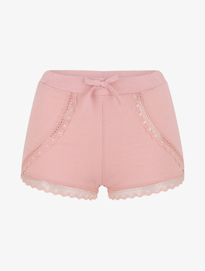 Ensemble pyjama en dentelle côtelé - Rose - 4