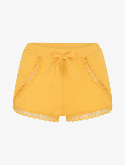 Ensemble pyjama en dentelle côtelé - Jaune - 4