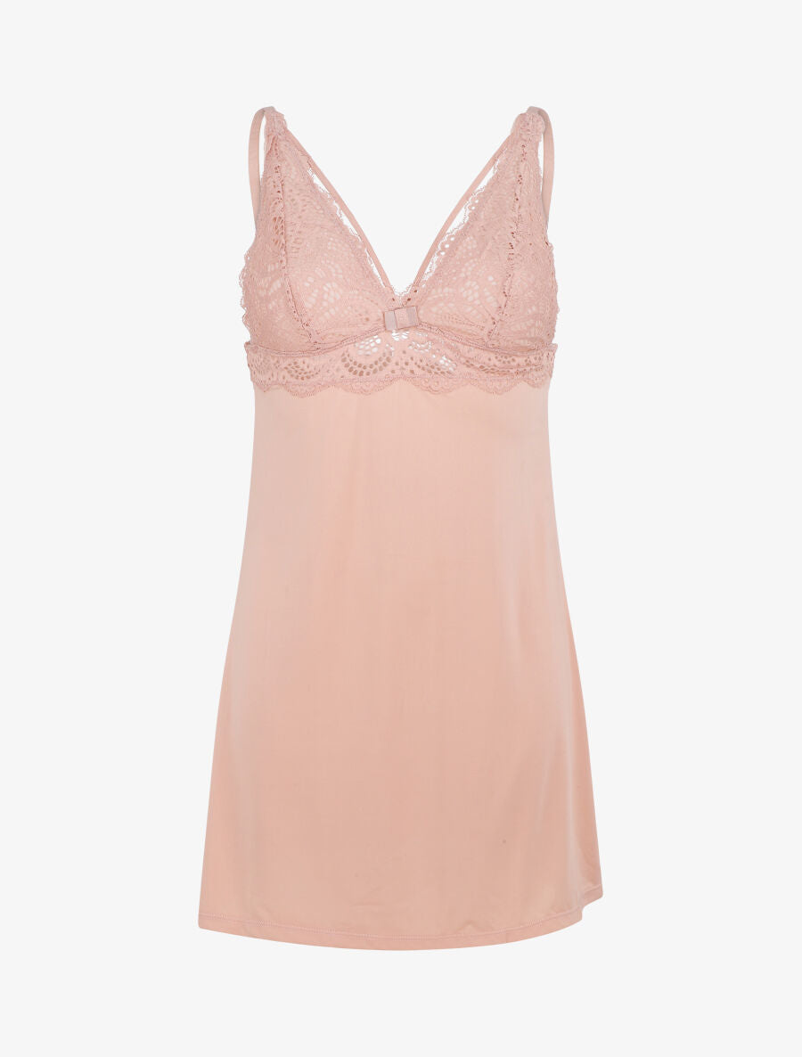 Robe nuisette à détail dentelle - Rose - 1