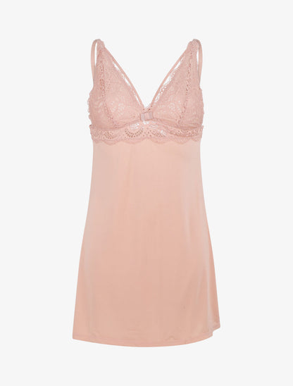 Robe nuisette à détail dentelle - Rose - 1