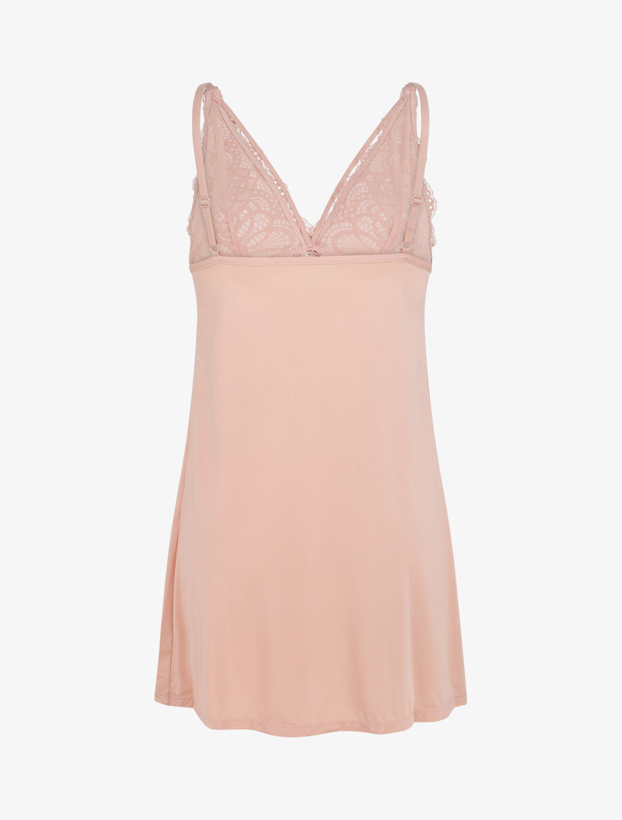 Robe nuisette à détail dentelle - Rose - 2
