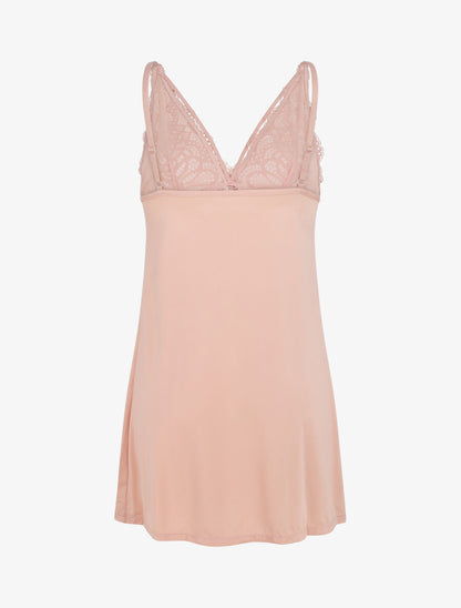 Robe nuisette à détail dentelle - Rose - 2