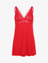 Robe nuisette à détail dentelle - Rouge - 1