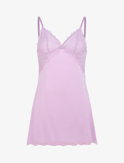 Robe nuisette à buste dentelle - Lilas - 1