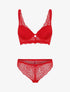Ensemble push up bande en dentelle - Rouge - 4