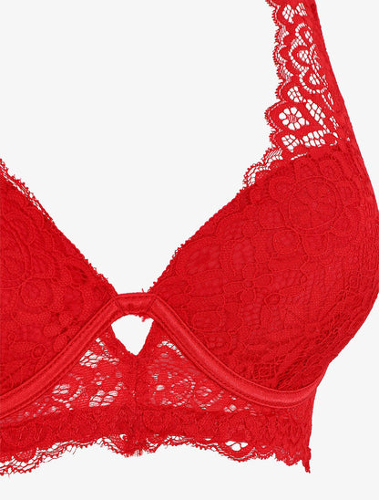 Ensemble push up bande en dentelle - Rouge - 3