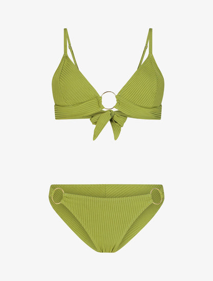 Bikini texturé à anneaux - Vert anis - 1