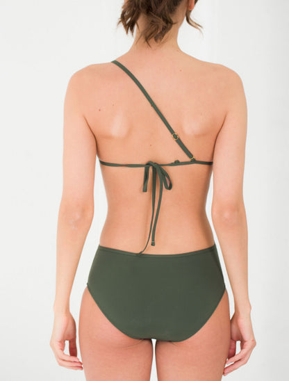 Maillot de bain une pièce asymétrique - Kaki - 2