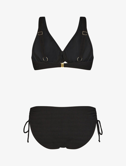 Bikini uni texturé - Noir - 4
