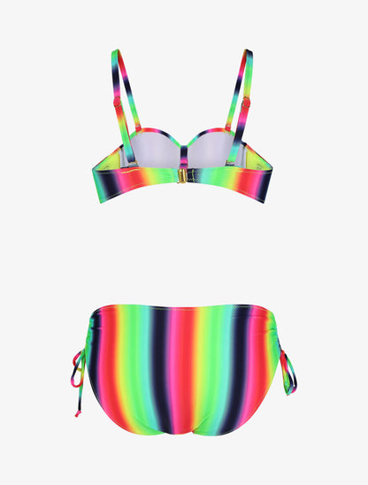 Bikini à imprimé arc-en-ciel - Jaune fluo - 4