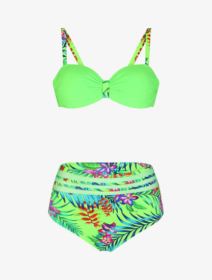 Bikini à imprimé fleurs tropicales - Vert fluo - 5