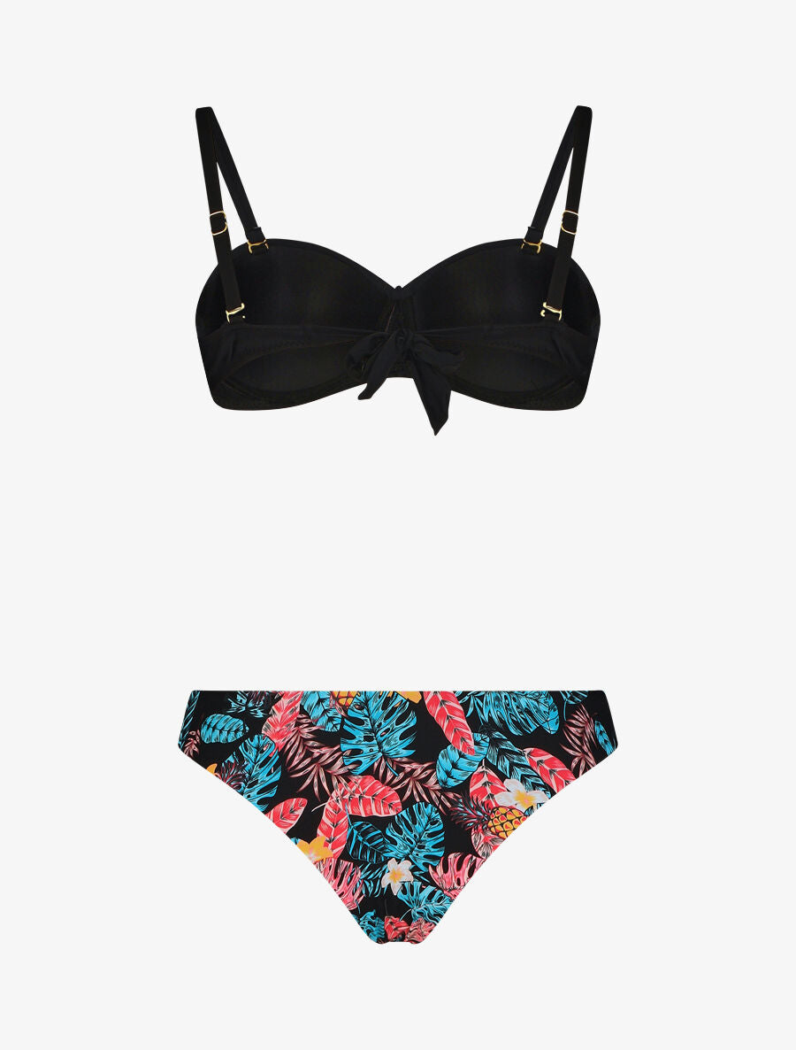 Bikini dépareillé imprimé tropical - Noir - 4