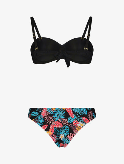 Bikini dépareillé imprimé tropical - Noir - 4