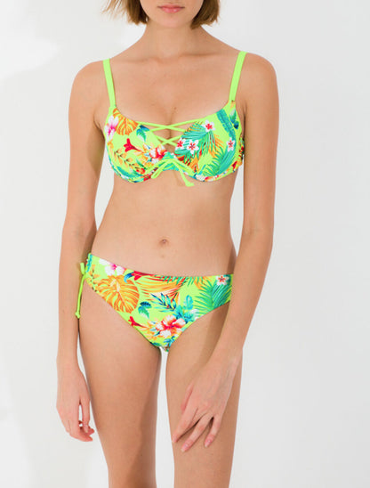 Bikini à imprimé fleuri - Jaune fluo - 1