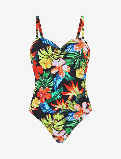 Maillot de bain une pièce imprimé tropical - Noir - 3