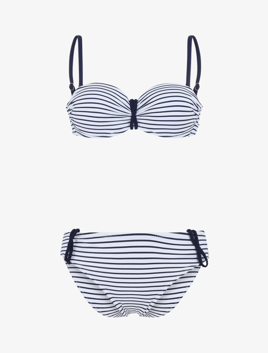 Bikini imprimé style marinière - Blanc - 4