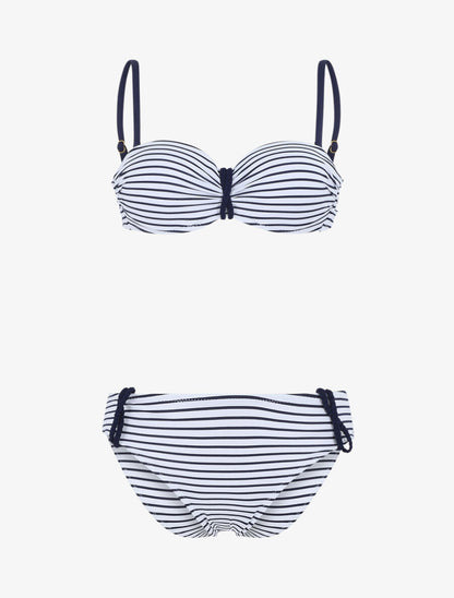 Bikini imprimé style marinière - Blanc - 4