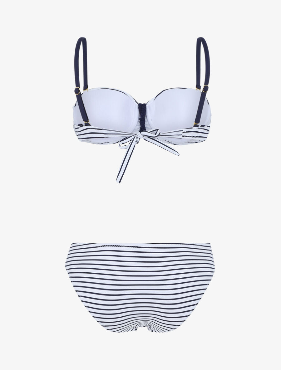 Bikini imprimé style marinière - Blanc - 2