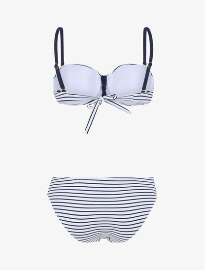 Bikini imprimé style marinière - Blanc - 2