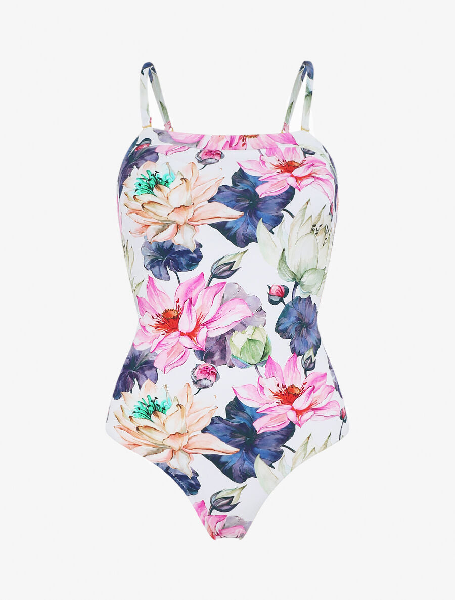 Maillot de bain une pièce à imprimé fleuri - Blanc - 1