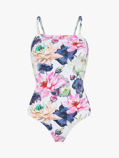 Maillot de bain une pièce à imprimé fleuri - Blanc - 1
