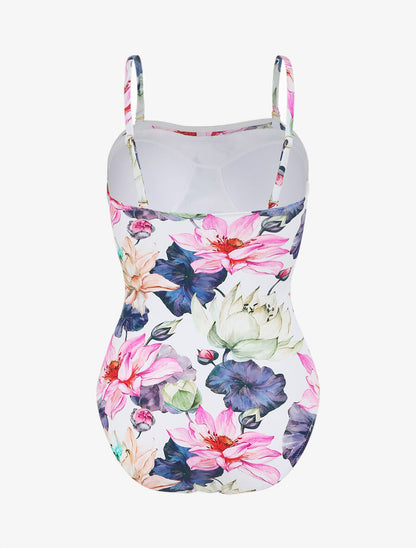 Maillot de bain une pièce à imprimé fleuri - Blanc - 2