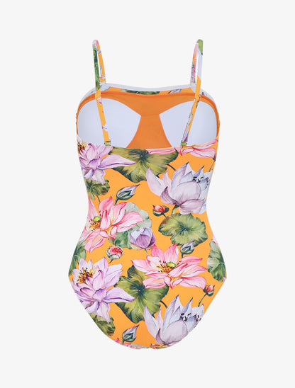 Maillot de bain une pièce à imprimé fleuri - Orange - 2