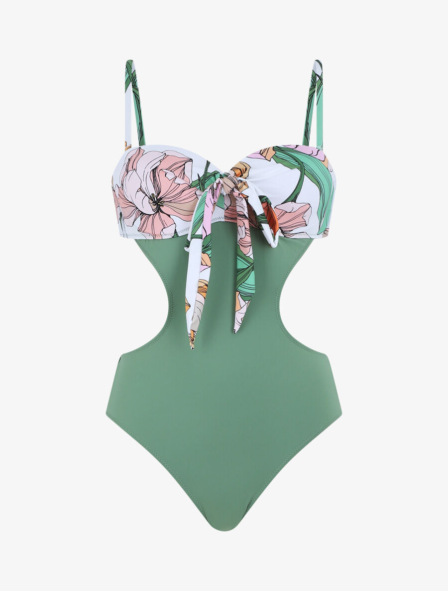 Maillot de bain une pièce ajouré - Kaki - 4