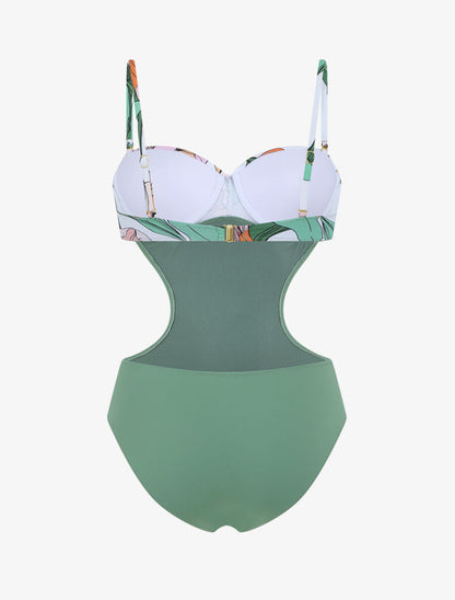 Maillot de bain une pièce ajouré - Kaki - 2