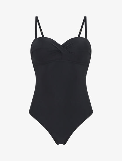Maillot de bain une pièce uni - Noir - 3