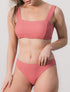 Bikini uni côtelé - Vieux rose - 1