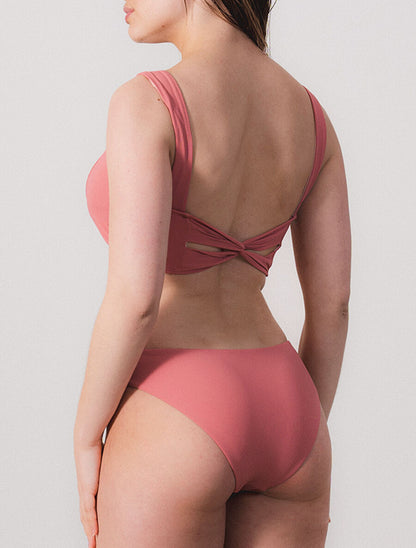 Bikini uni côtelé - Vieux rose - 2