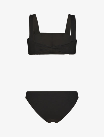 Bikini uni côtelé - Noir - 3