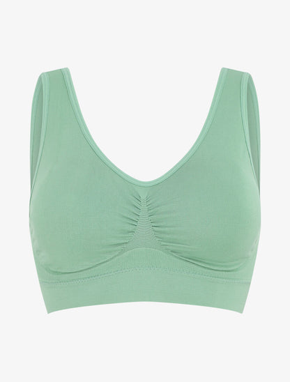 Brassière uni avec coussinets amovibles - Vert d&