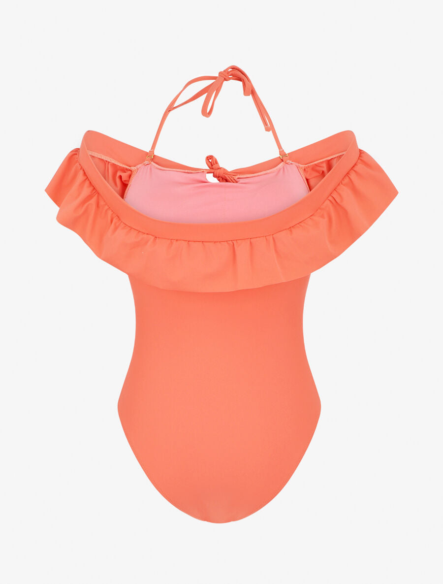Maillot de bain 1 pièce à volants - Corail - 3