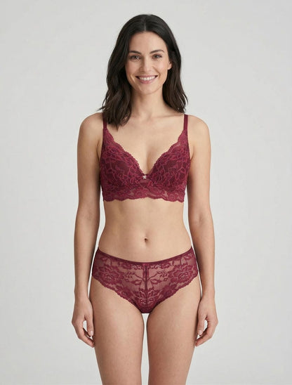 Ensemble lingerie push-up irisé - Prune