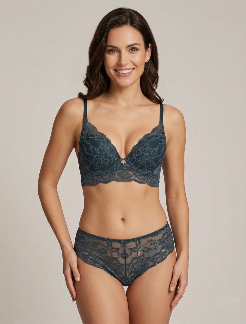 Ensemble lingerie push-up irisé - Bleu canard