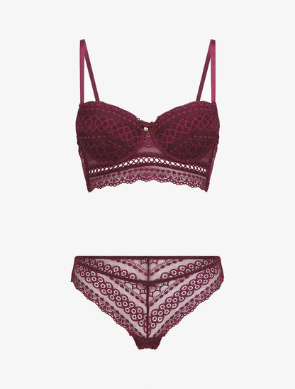 Ensemble lingerie en dentelle - Prune - 1