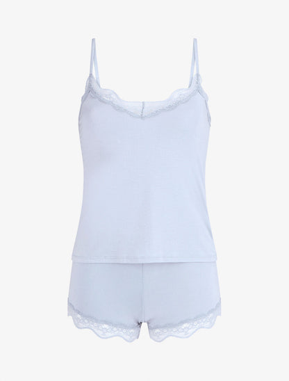 Ensemble caraco et short de pyjama - Bleu gris - 1