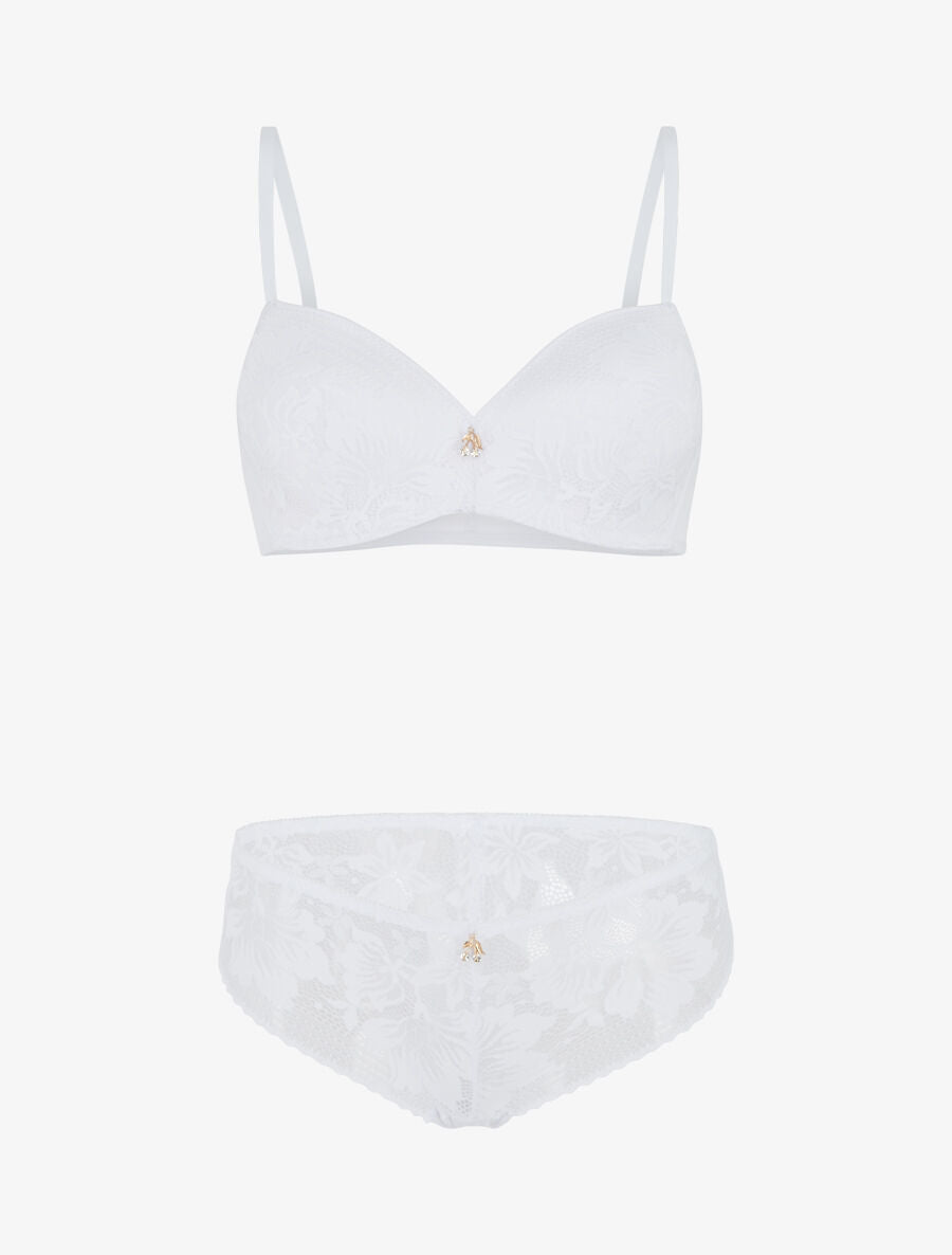 Ensemble lingerie en dentelle - Blanc - 4