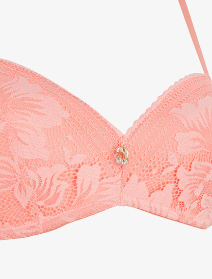 Ensemble lingerie en dentelle - Corail - 3