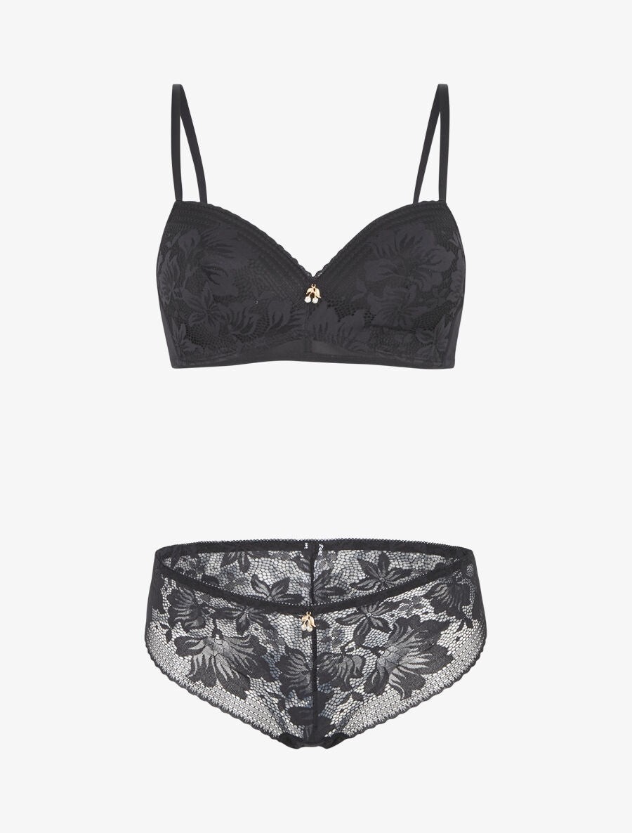 Ensemble lingerie en dentelle - Noir - 4
