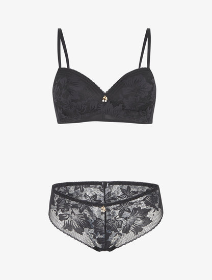 Ensemble lingerie en dentelle - Noir - 4